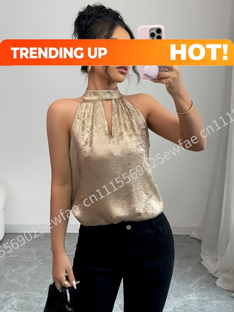 Champagne Golden Shiny Glossy  - Blouse Off Shoulder recension och pris