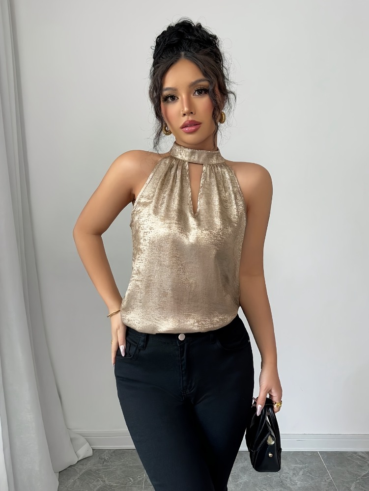 Champagne Golden Shiny Glossy  - Blouse Off Shoulder recension och pris