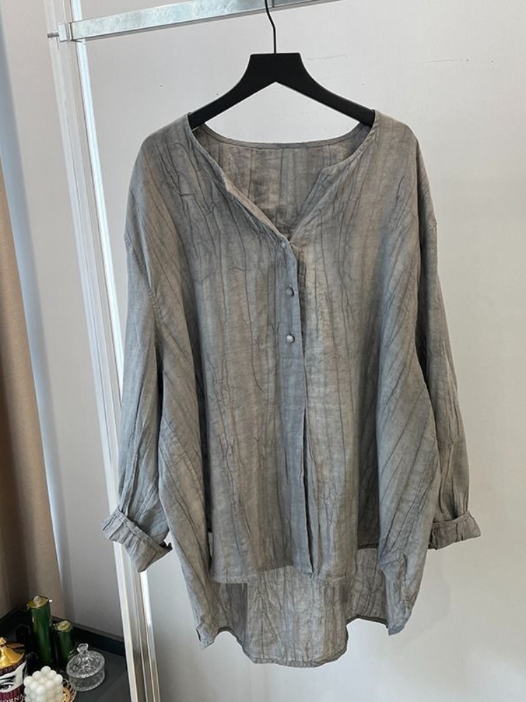Elegant Folded Grey Cotton Lin - Linen Pant Wide recension och pris