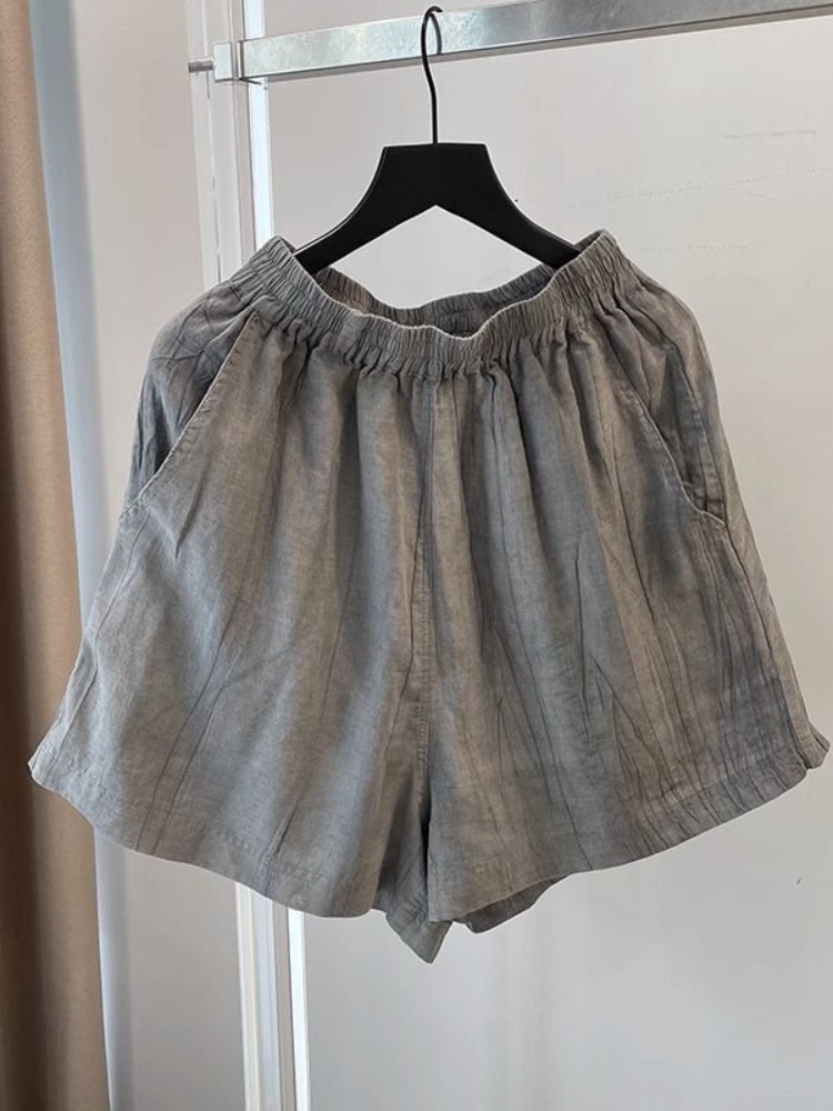 Elegant Folded Grey Cotton Lin - Linen Pant Wide recension och pris